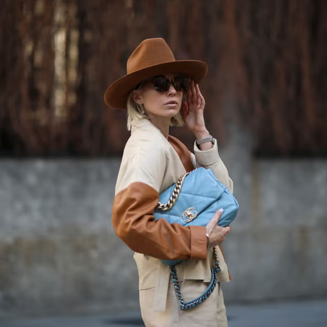 Beige Cotton Twill and Leather Jacket with a Brown Cowboy Hat Beige Cotton Twill and Leather Jacket with a Brown Cowboy Hat — Cowboy Hat Outfits 2027