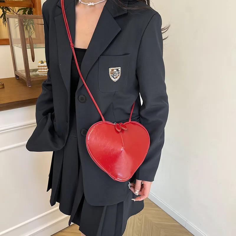 Red Heart Handbag with Black Blazer and Skirt Red Heart Handbag with Black Blazer and Skirt — Heart Outfits 2027
