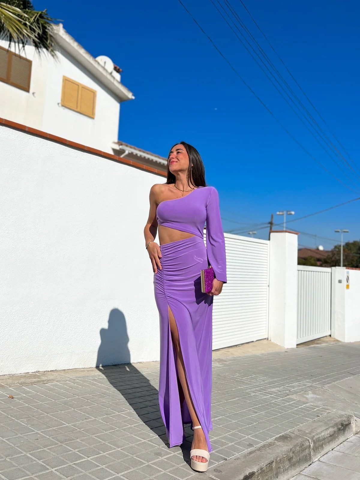 Dramatic Lavender Dress with Asymmetrical Cut-Out Dramatic Lavender Dress with Asymmetrical Cut-Out — After Prom Outfits 2027