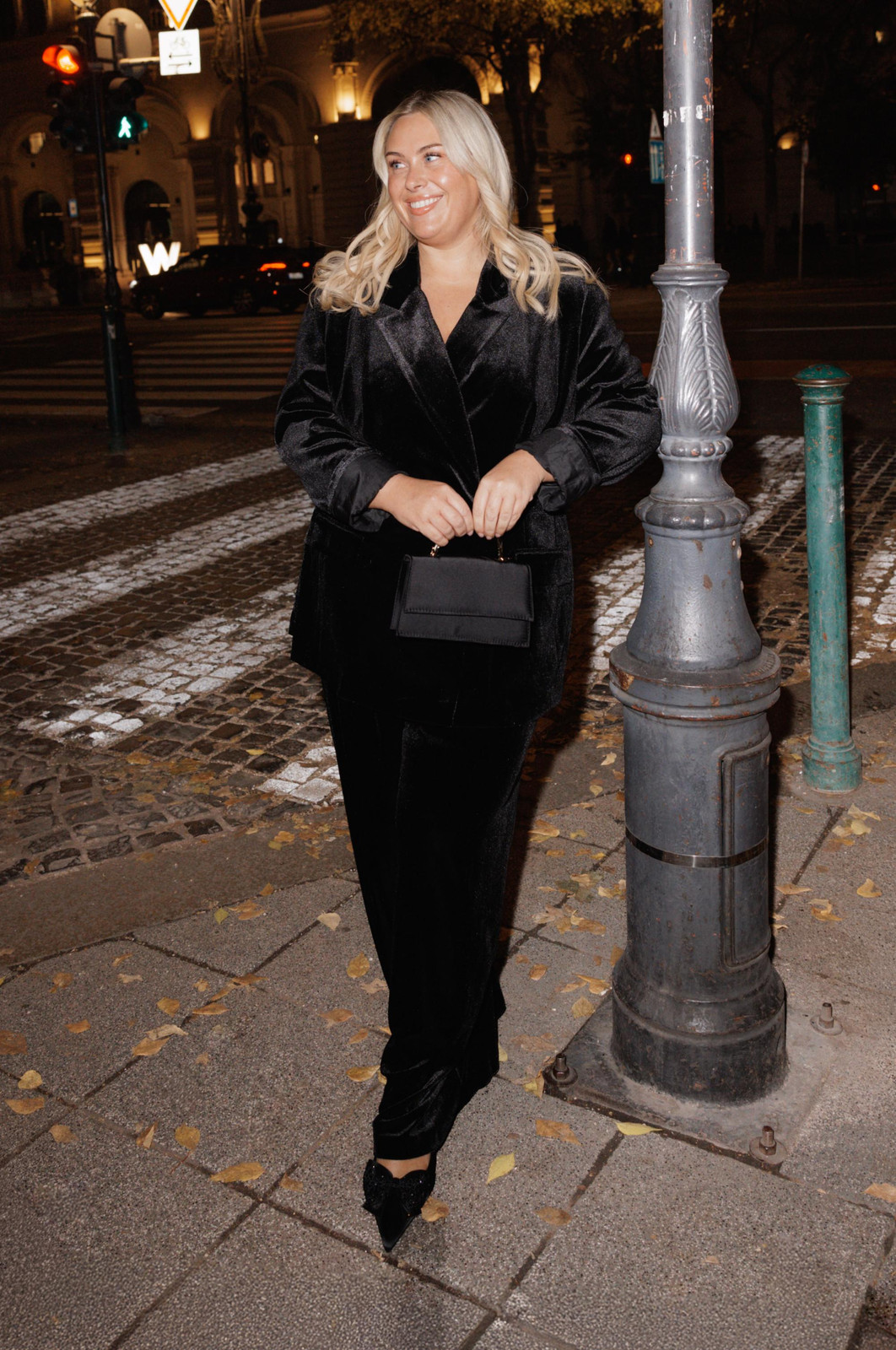 Black Velvet Double-Breasted Blazer with Relaxed Trousers — Cotillion Outfits 2027