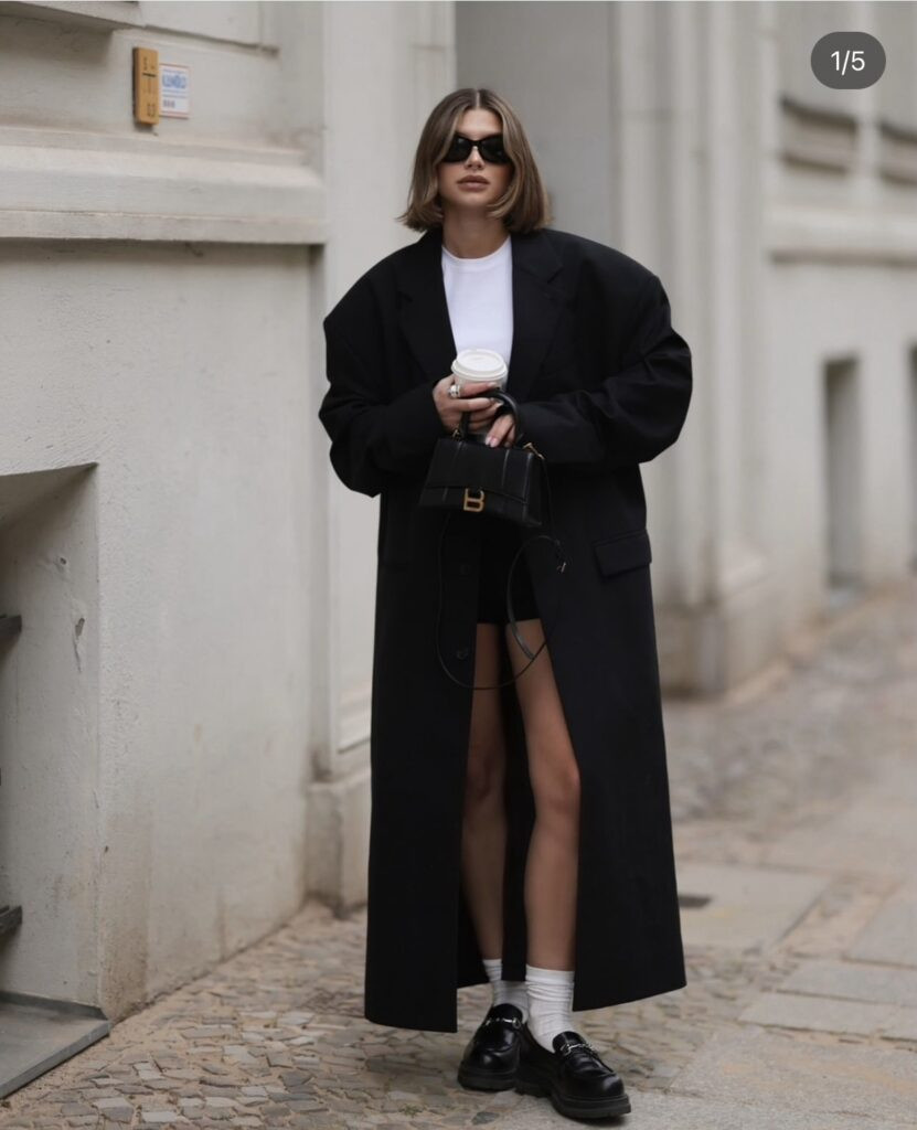 Effortless Chic: Oversized Coat, T-shirt, and Chunky Loafers — Chunky Loafers Outfits 2027