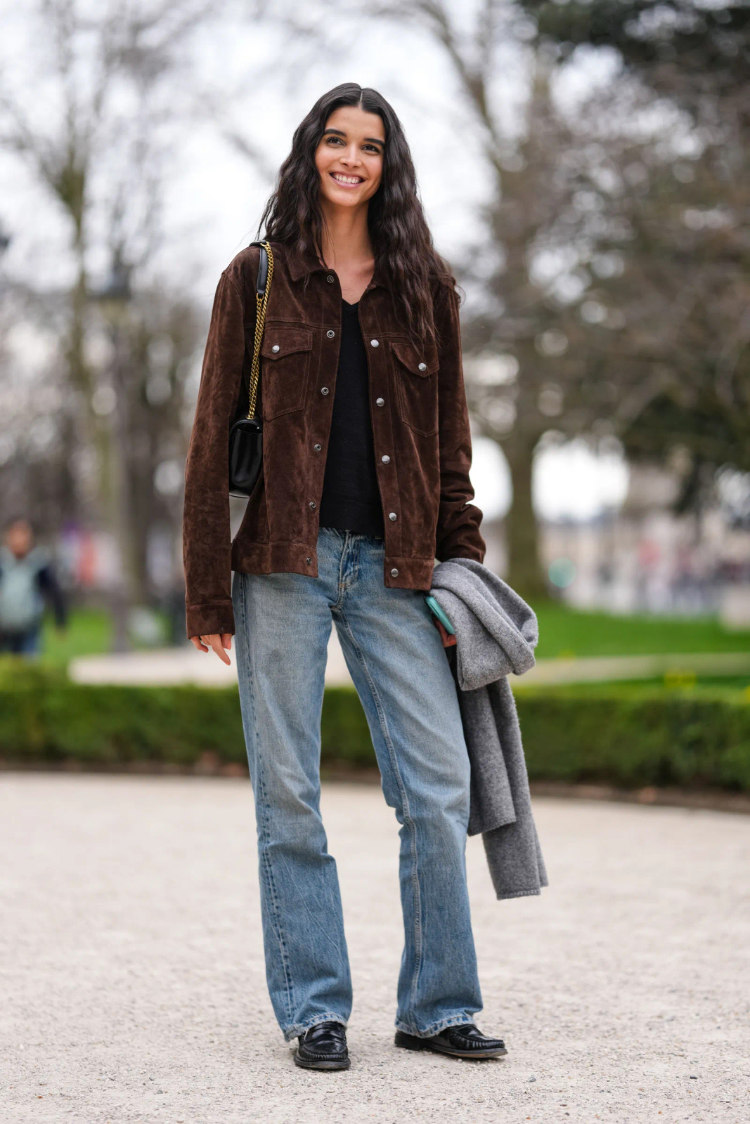 Rugged Style: Suede Jacket, Jeans, and Chunky Loafers — Chunky Loafers Outfits 2027