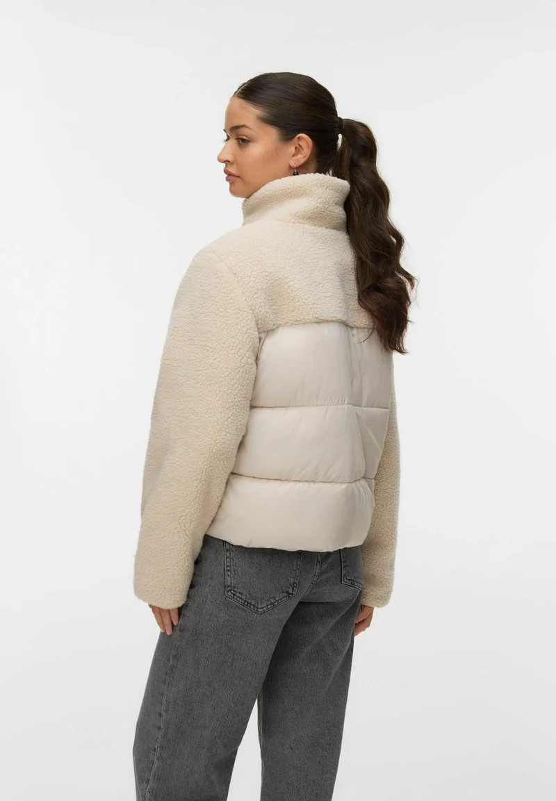 Cream Puffer Jacket with Sherpa Trim and Grey Jeans Cream Puffer Jacket with Sherpa Trim and Grey Jeans — Winter Cream Outfits 2027