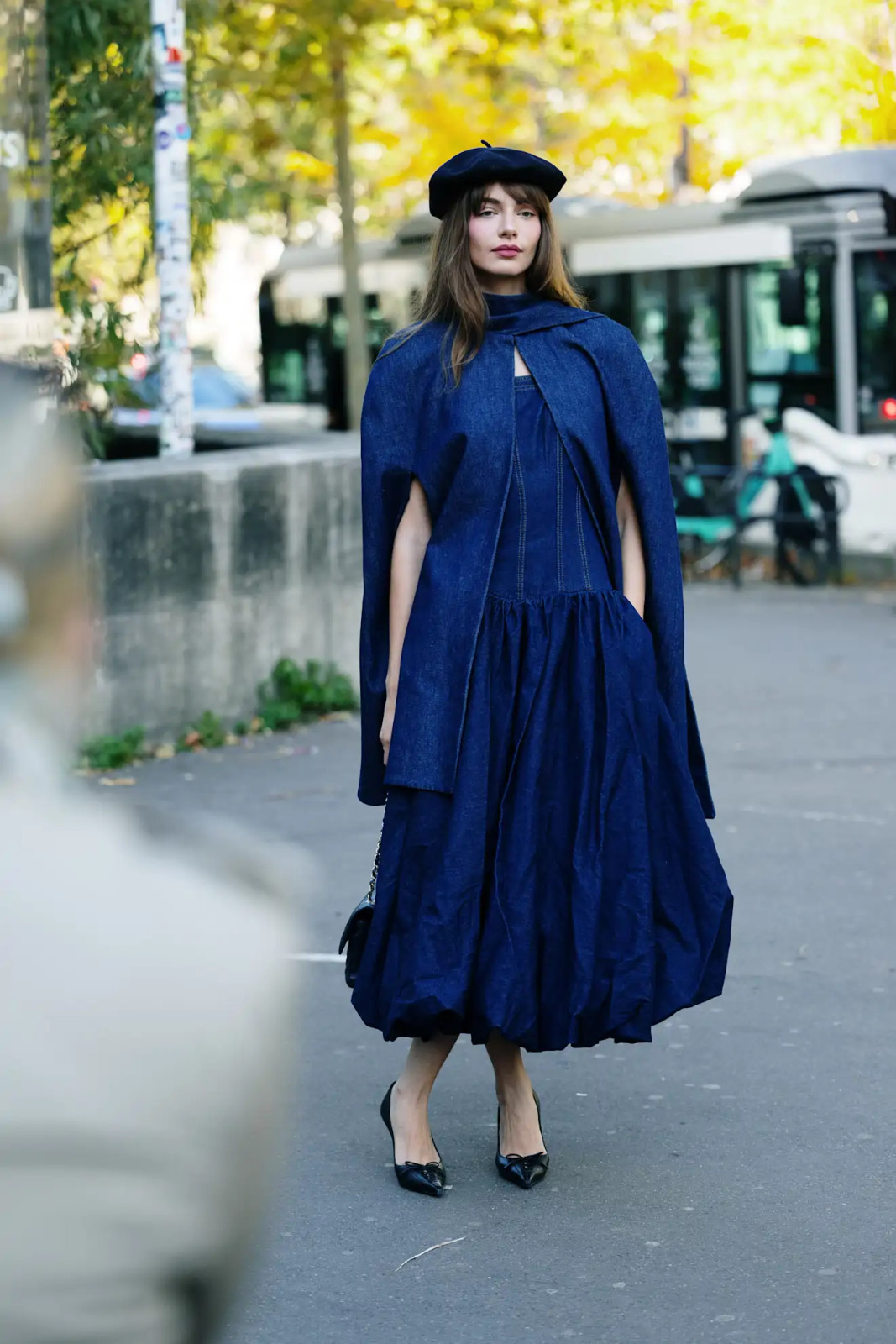 Denim Cape and Dress Ensemble Denim Cape and Dress Ensemble — Winter Navy Outfits 2027