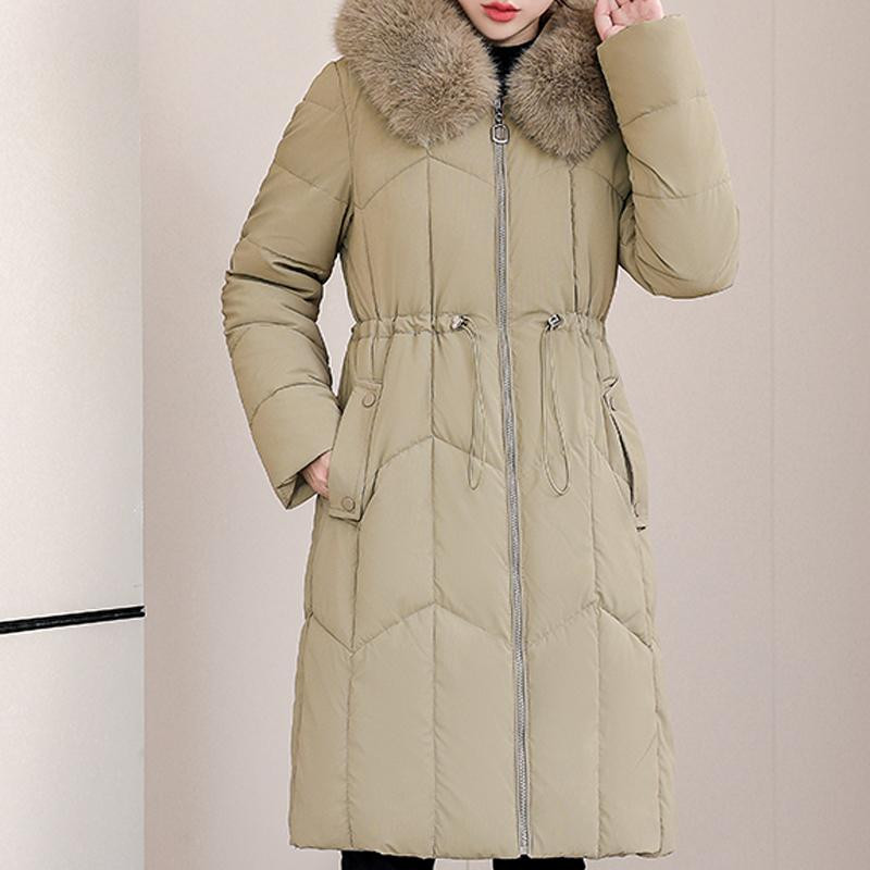 Warmth and Style: Beige Puffer Coat with Fur-Trimmed Hood Warmth and Style: Beige Puffer Coat with Fur-Trimmed Hood — Winter Family Photo Outfits 2027
