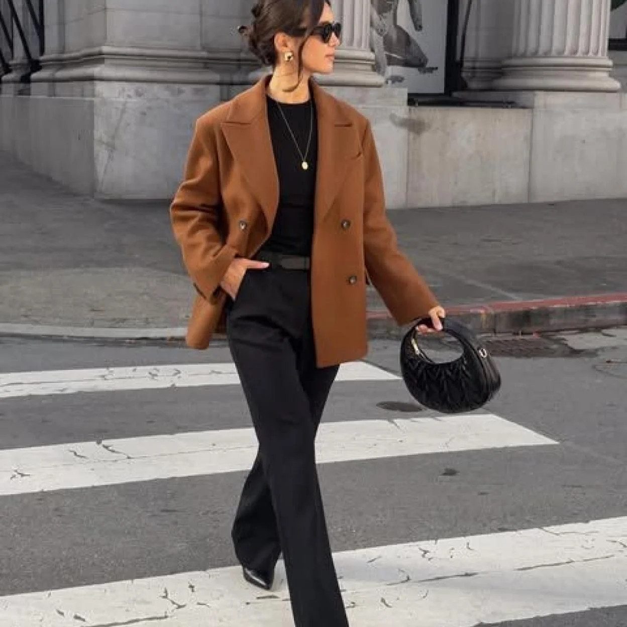 Sophisticated Tailoring: Brown Blazer with Wide-Leg Trousers Sophisticated Tailoring: Brown Blazer with Wide-Leg Trousers — Winter Family Photo Outfits 2027