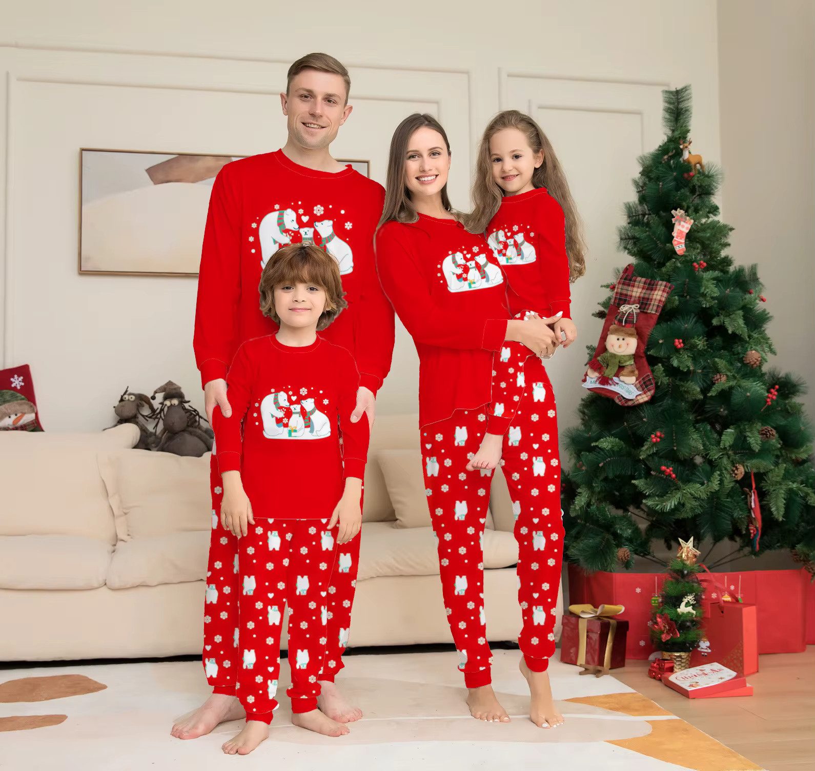 Festive Family Fun: Matching Red Pajamas with Snowman Print Festive Family Fun: Matching Red Pajamas with Snowman Print — Winter Family Photo Outfits 2027