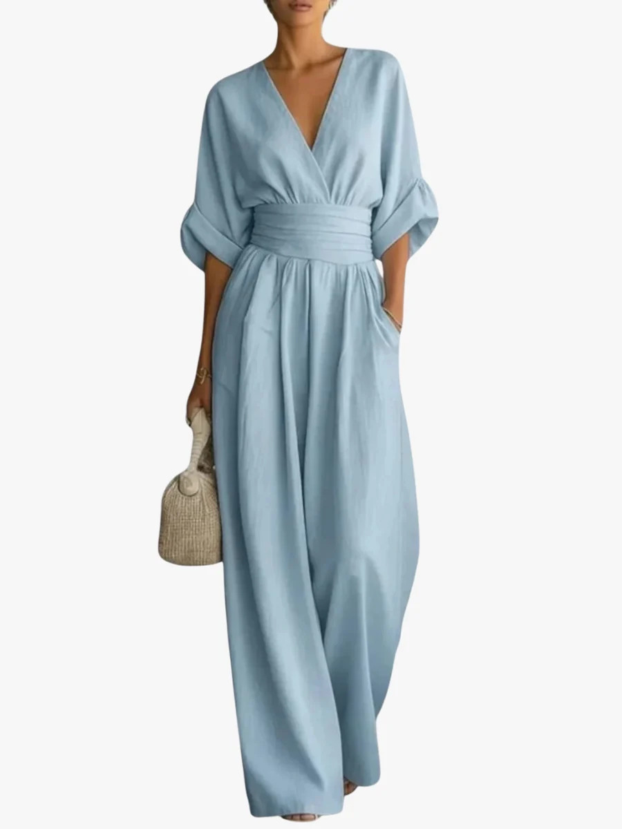 Light Blue Linen-Like Jumpsuit for Casual Summer — Summer Jumpsuit Outfits 2027