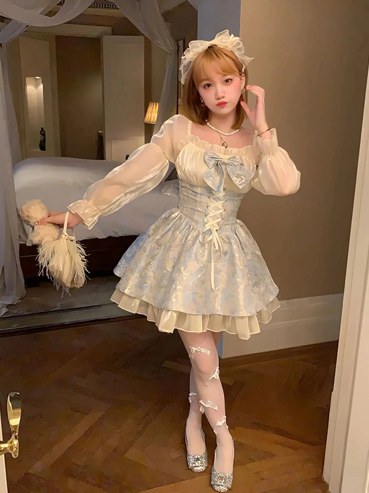 Sweet Princess Charm: Pink and White Lace-Trimmed Dress — Coquette Lace Outfits 2027