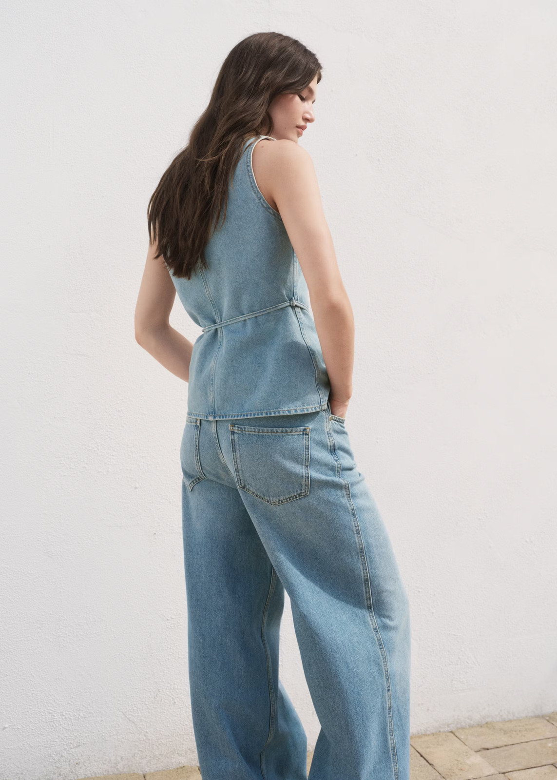 Denim Vest with Tie Waist and Matching Jeans Denim Vest with Tie Waist and Matching Jeans — Vests 2027