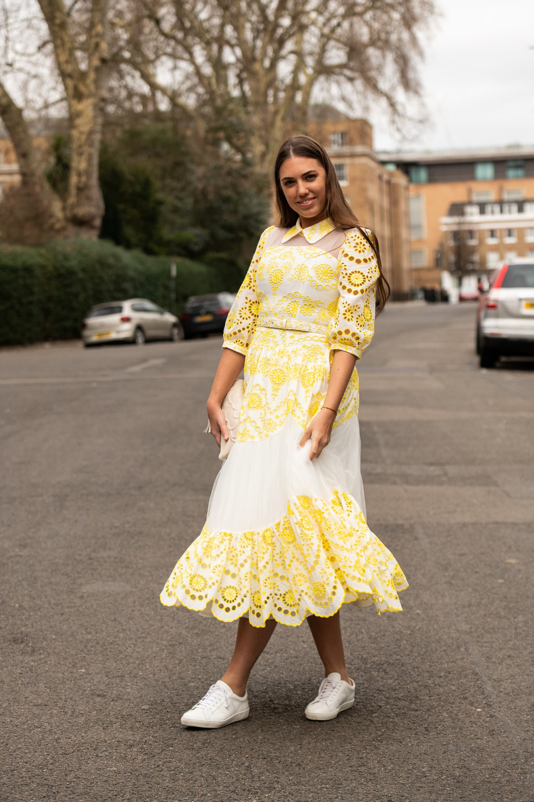 Yellow Broderie Anglaise Midi Dress Yellow Broderie Anglaise Midi Dress — Sneakers 2027 with Dress Outfits