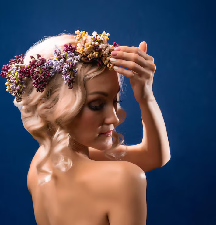 Visual Idea — A Vibrant Flower Crown Adorns Her Head — Greece Hairstyles 2027