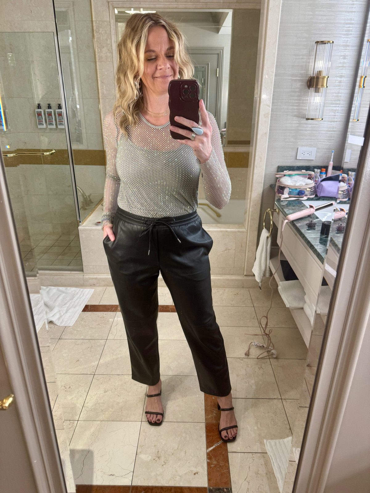 Mesh Faux Leather Outfit Idea — Las Vegas Outfits 2027