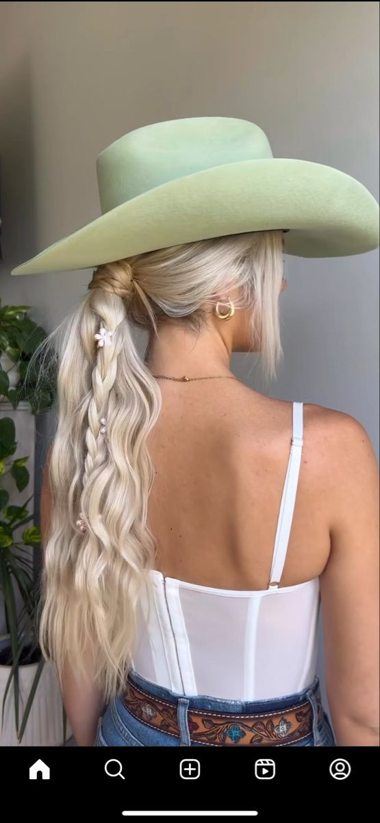 Braided Ponytail With Loose Waves Braided Ponytail With Loose Waves — Cowboy Hat Hairstyles 2027