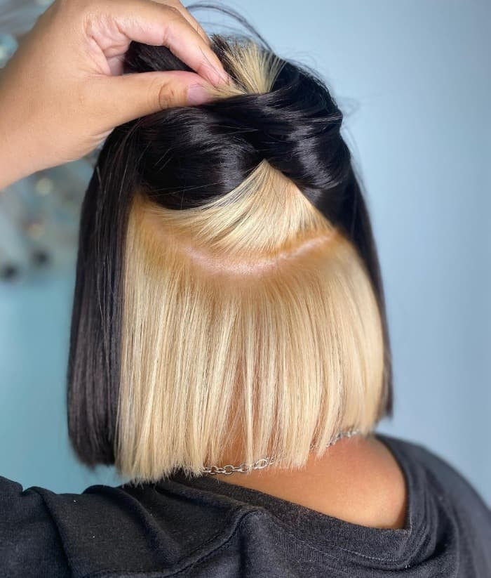 Chin Sharp Black Bob With Blonde Peekaboo Chin Sharp Black Bob With Blonde Peekaboo — Peekaboo Bob 2027