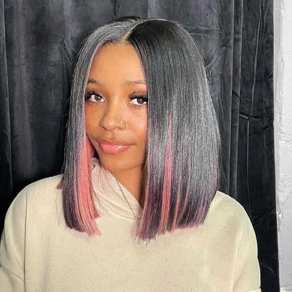 Dark Grey With Pink Peekaboo Highlights Visual Idea Dark Grey With Pink Peekaboo Highlights Visual Idea — Peekaboo Bob 2027