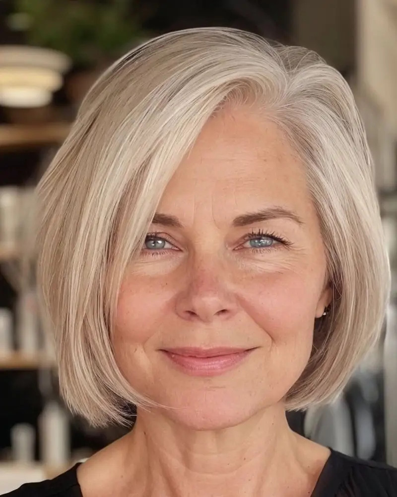 Ash Blonde Bob With Smooth Blowout — Bangs 2027 for Women Over 60