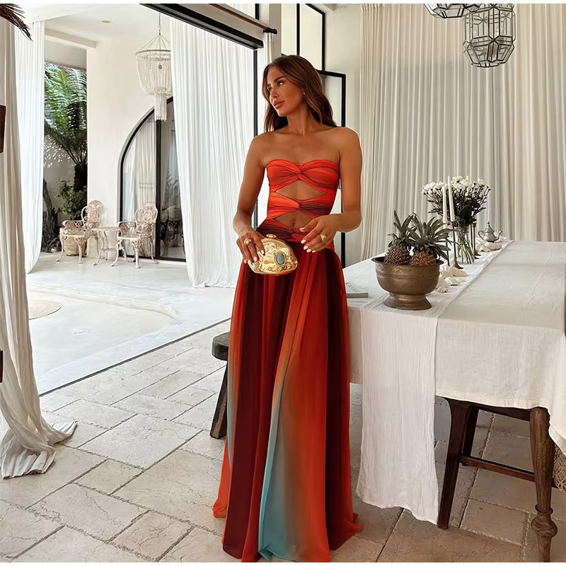 Sunset Ombre Strapless Maxi Dress with Torso Cutouts Sunset Ombre Strapless Maxi Dress with Torso Cutouts — Bridesmaid Dresses 2027