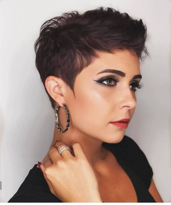Tousled Dark Brown Classic Pixie — Work Pixie 2027