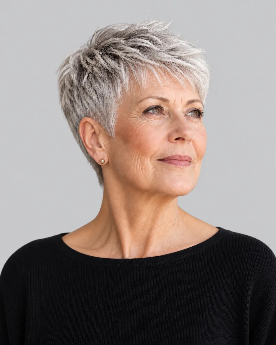 Edgy Silver Pixie with Choppy Bangs Edgy Silver Pixie with Choppy Bangs — Pixie 2027 for Women Over 70