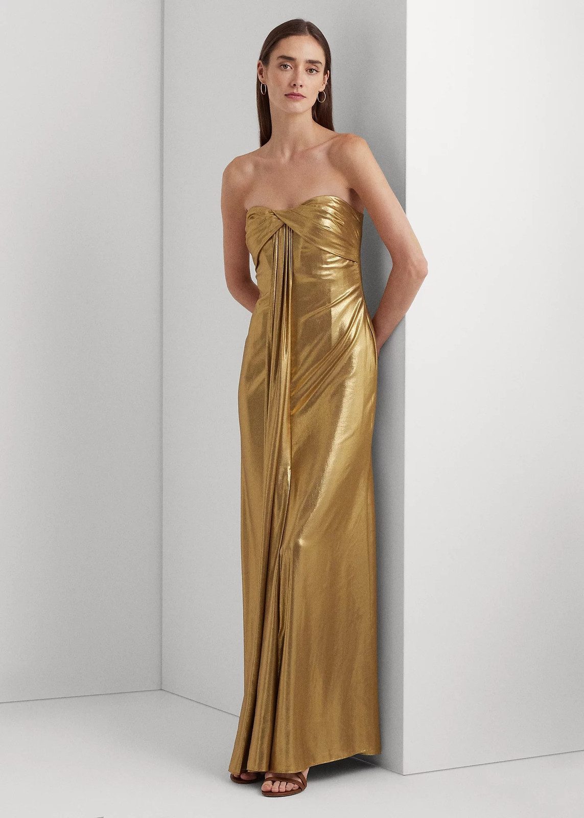 Formal Evening: Strapless Metallic Gold Gown Formal Evening: Strapless Metallic Gold Gown — Gold Outfits 2027