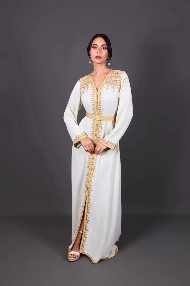 Modest Fashion: Embroidered Gold Caftan Modest Fashion: Embroidered Gold Caftan — Gold Outfits 2027