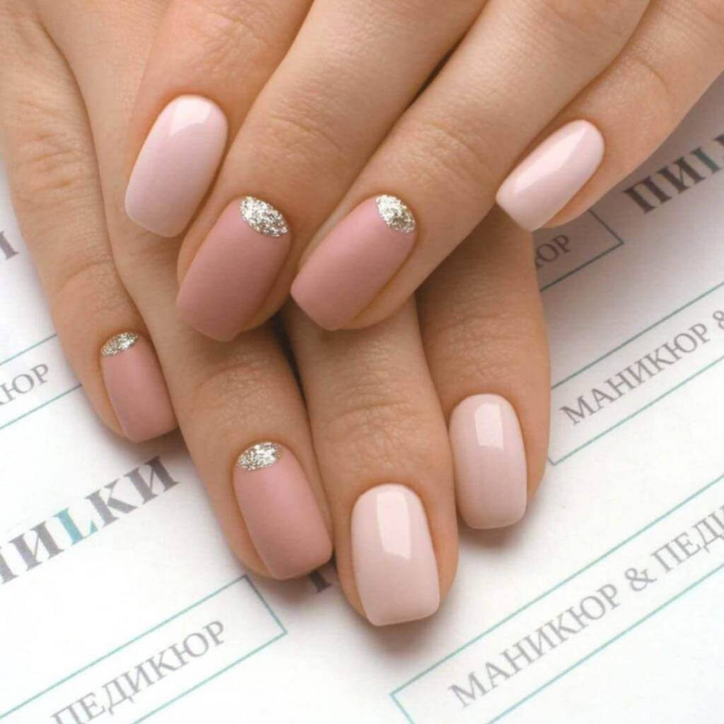 Matte Dusty Rose Glitter Half-Moon Nails Matte Dusty Rose Glitter Half-Moon Nails — Dusty Rose Nails 2027