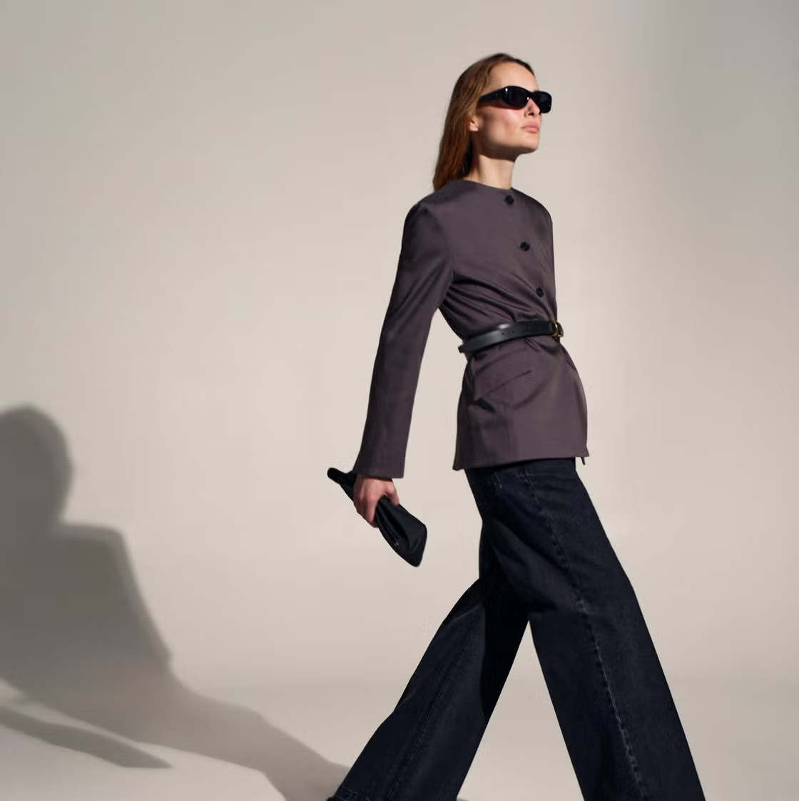 Slate Grey Jacket with Belted Waist and Wide-Leg Jeans for Elevated Casual Slate Grey Jacket with Belted Waist and Wide-Leg Jeans for Elevated Casual — Realtor Outfits 2027