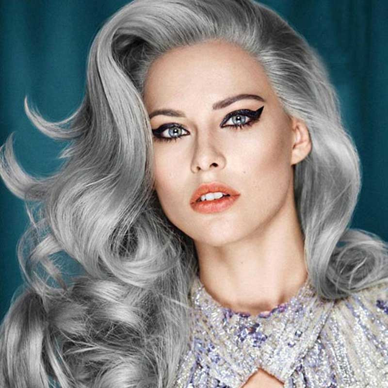 Visual Idea — Layered Hair Styled In Voluminous — Gray Hair Color 2027