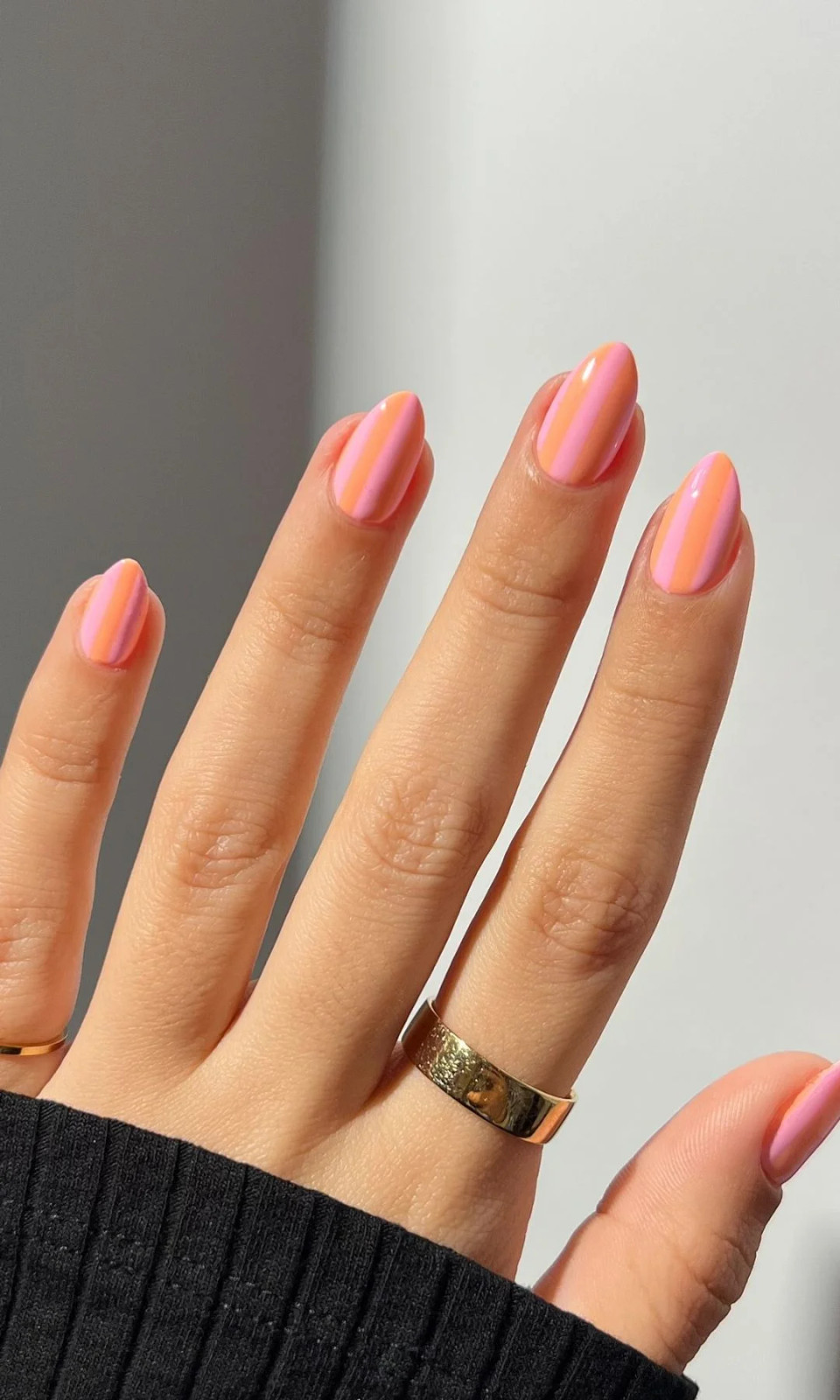 Pastel Orange and Pink Vertical Stripes Pastel Orange and Pink Vertical Stripes — Pastel Nails 2027 for Pale Skin