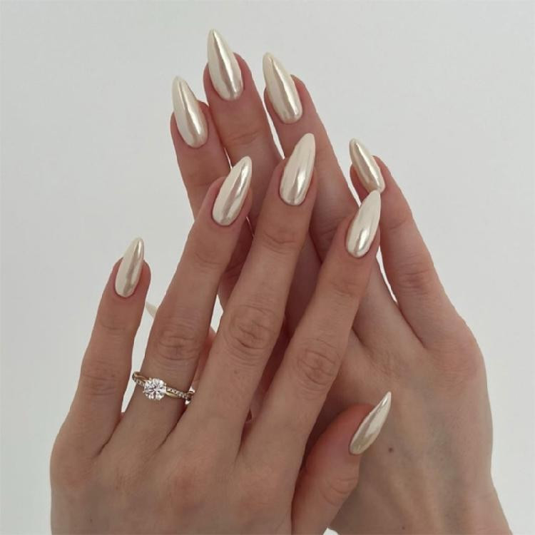 Long Stiletto Chrome Nails — Prom Press On Nails 2027