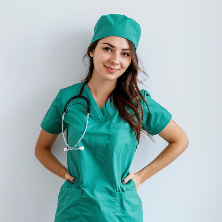 Teal Green Scrubs with a Coordinating Scrub Cap and Stethoscope Teal Green Scrubs with a Coordinating Scrub Cap and Stethoscope — Scrubs Outfits 2027
