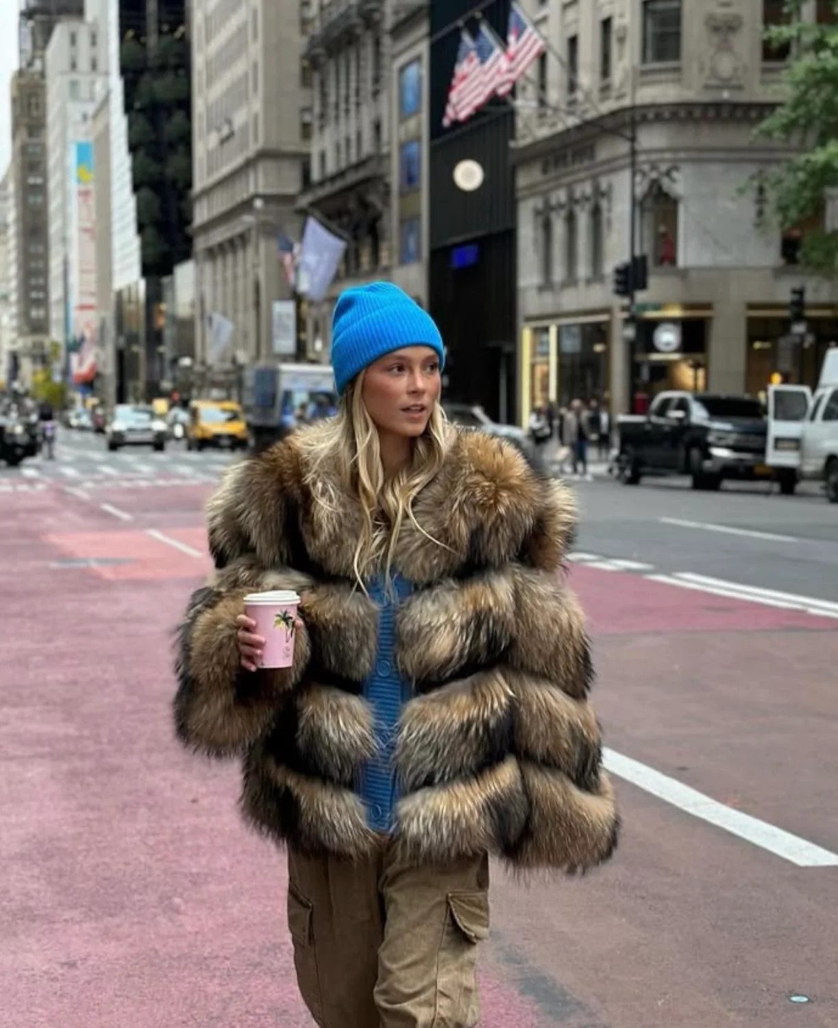 Luxurious Fur Coat Over a Knit Cardigan and Cargo Pants Luxurious Fur Coat Over a Knit Cardigan and Cargo Pants — Steakhouse Outfits 2027