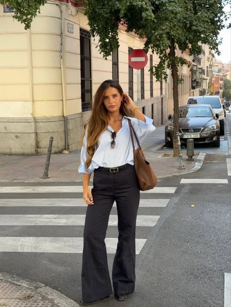Classic Blue Button-Down and Flared Trousers for a Smart Casual Steakhouse Look Classic Blue Button-Down and Flared Trousers for a Smart Casual Steakhouse Look — Steakhouse Outfits 2027
