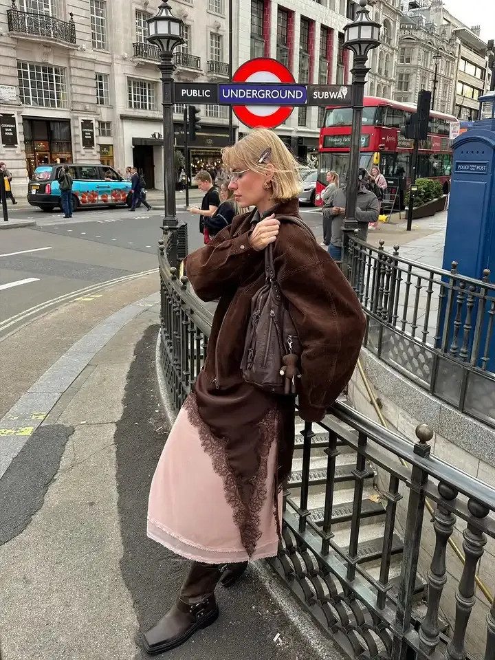 Corduroy Jacket Over a Lace-Trimmed Slip Dress and Skirt Corduroy Jacket Over a Lace-Trimmed Slip Dress and Skirt — Steakhouse Outfits 2027