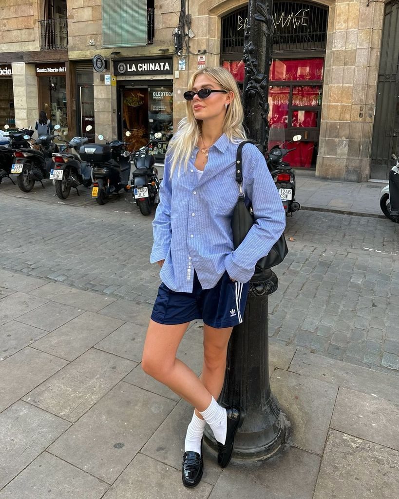 Casual Cool: Striped Shirt and Loafers with Athletic Shorts Casual Cool: Striped Shirt and Loafers with Athletic Shorts — Athletic Shorts Outfits 2027