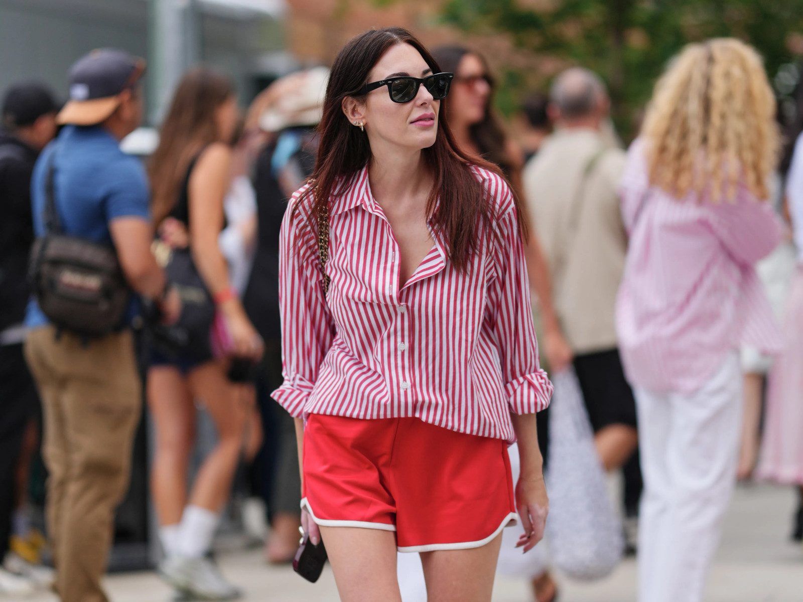 Bold Stripes: Red Athletic Shorts and Button-Down Combo Bold Stripes: Red Athletic Shorts and Button-Down Combo — Athletic Shorts Outfits 2027