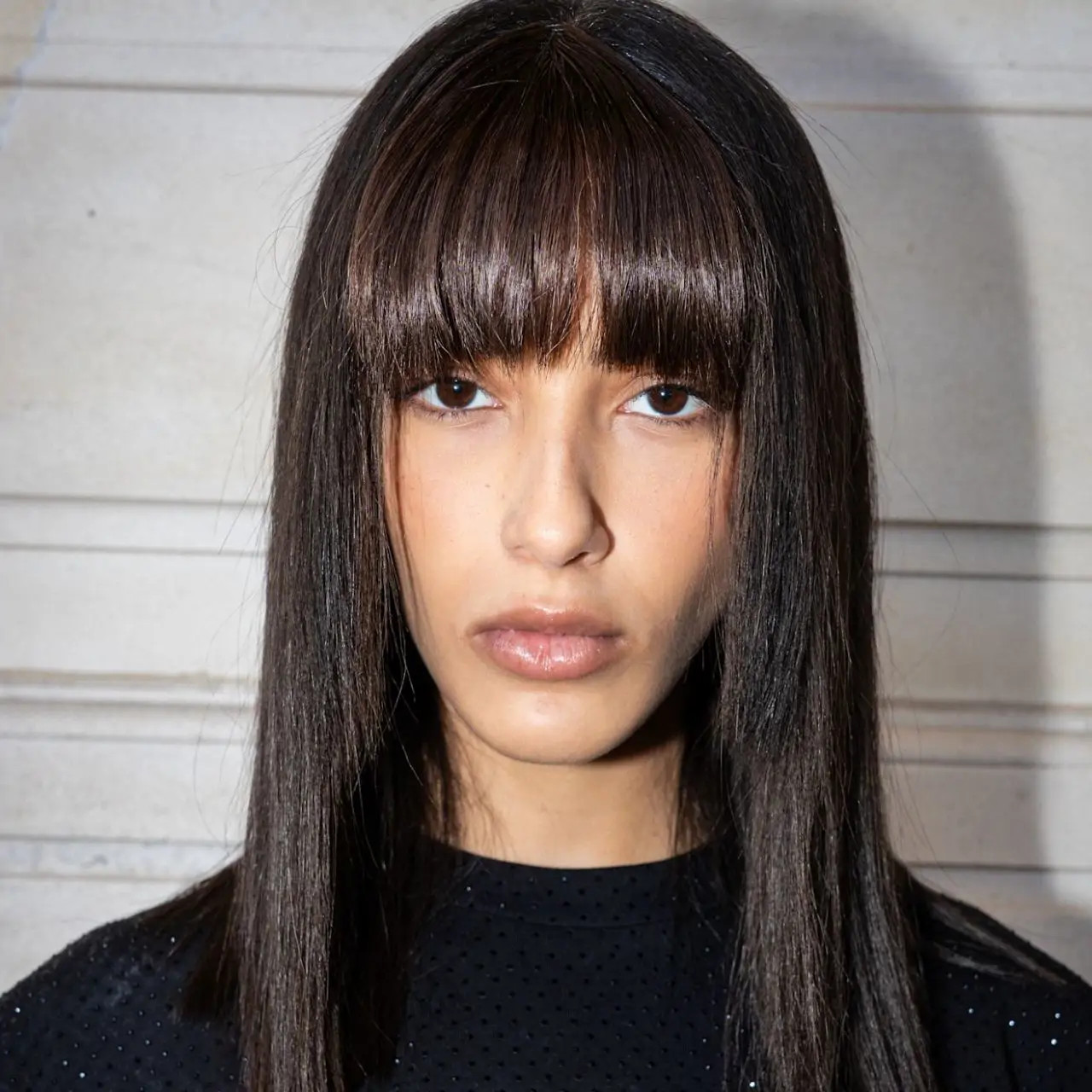 Dark Brown With Auburn Hints And Blunt Bangs Dark Brown With Auburn Hints And Blunt Bangs — Hair Color 2027 for Brown Eyes