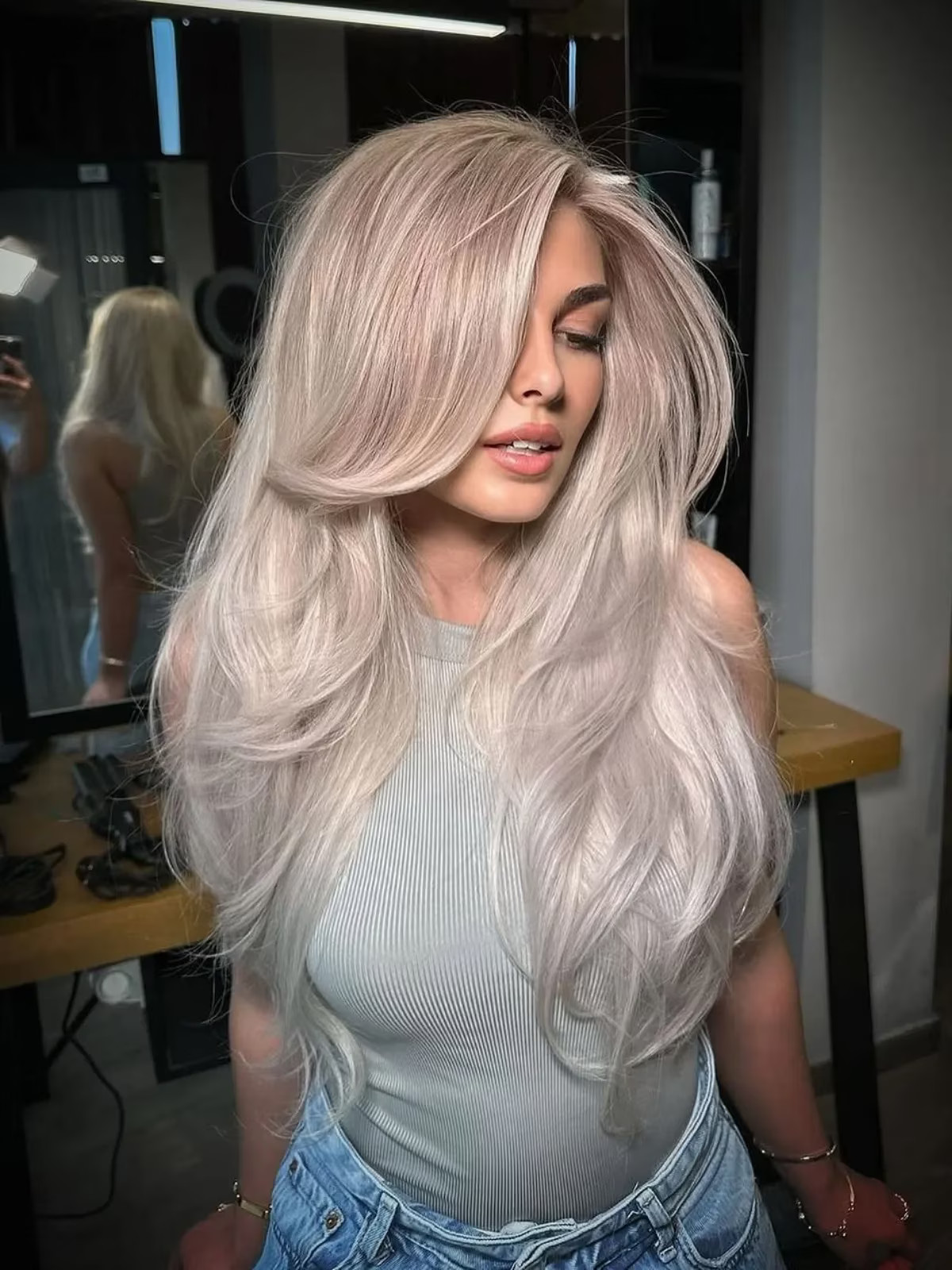 Long Layered Platinum Waves Long Layered Platinum Waves — White Hair 2027