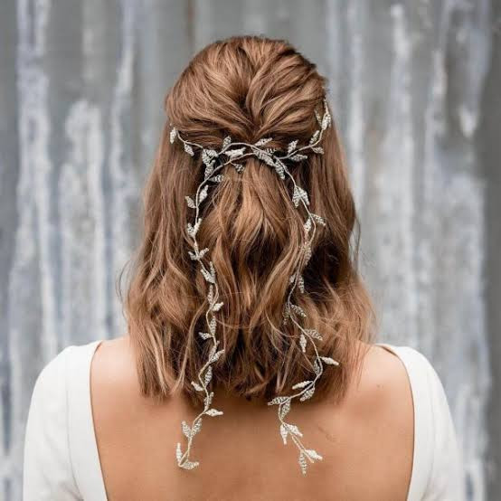Medium Brown Lob Half Updo — Wedding Guest Updos 2027