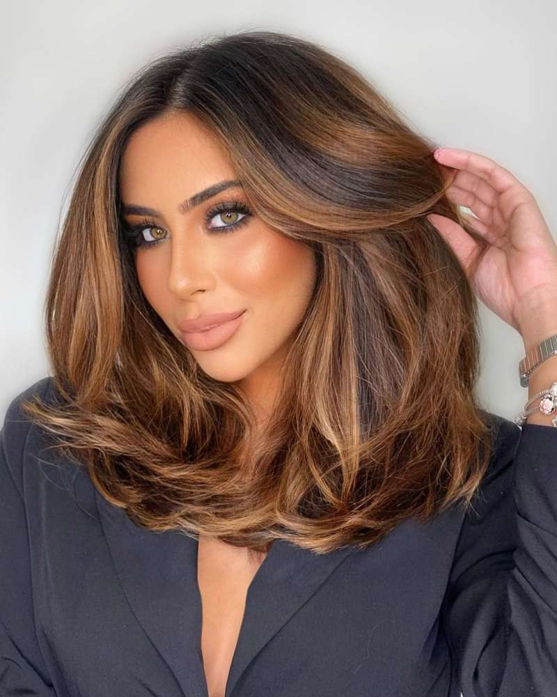 Dark Brown With Caramel Balayage Dark Brown With Caramel Balayage — Winter Highlights 2027