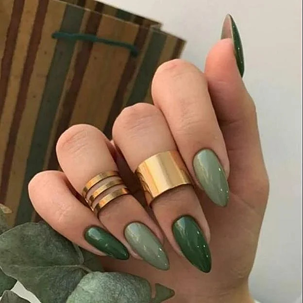Forest Green and Sage Green Duo Nails Forest Green and Sage Green Duo Nails — Green Nails 2027