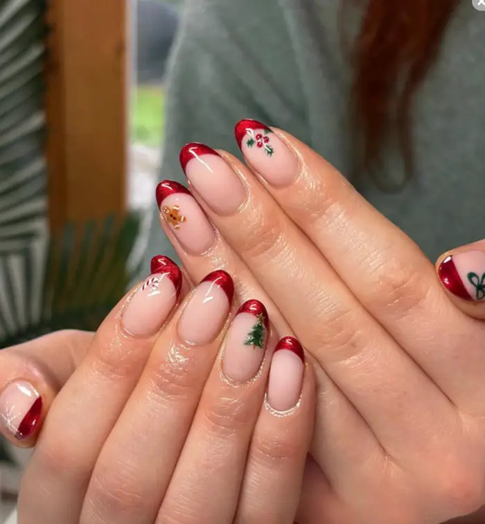 Glitter French Tip Christmas Art Glitter French Tip Christmas Art — Christmas Tree Nails 2026