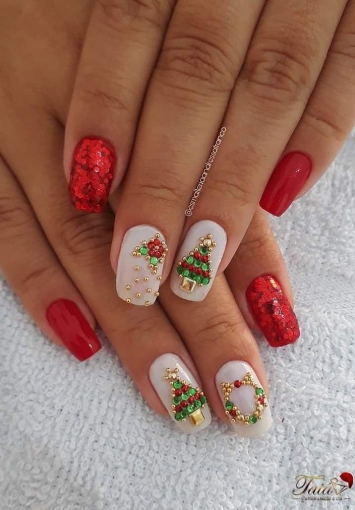 Gem Embellished Christmas Tree Nails Gem Embellished Christmas Tree Nails — Christmas Tree Nails 2026
