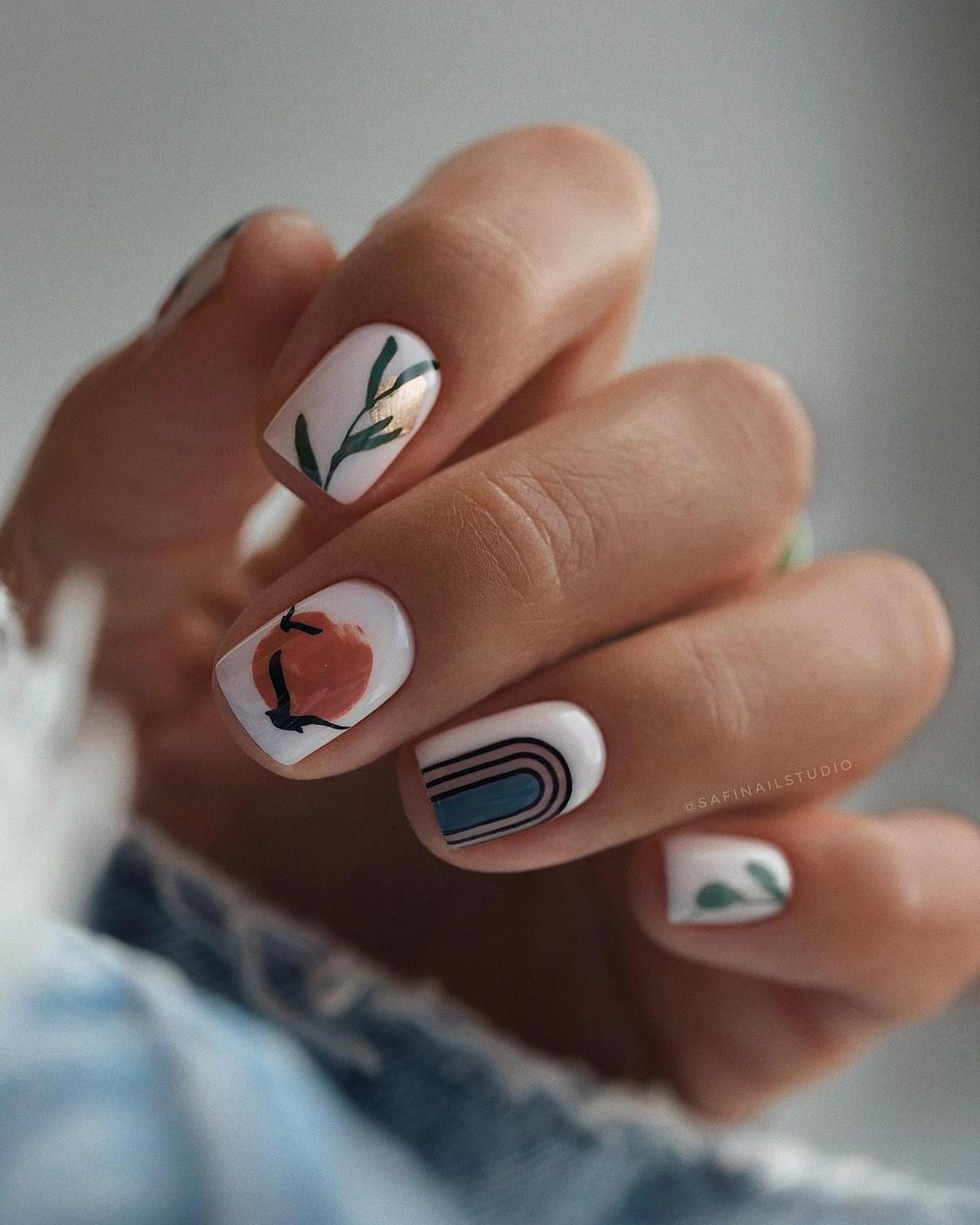 Short Square Abstract Art Nails — Nail Shapes 2027