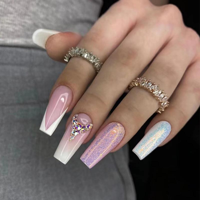 Pastel Purple Blue Glitter French Tip Coffin Nails Pastel Purple Blue Glitter French Tip Coffin Nails — Frosted Nails 2027