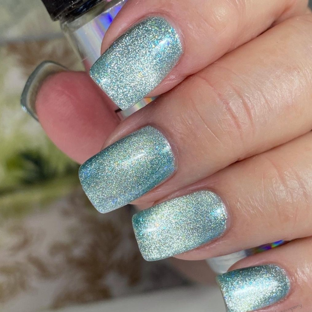 Light Blue Holographic Glitter Square Nails Light Blue Holographic Glitter Square Nails — Frosted Nails 2027
