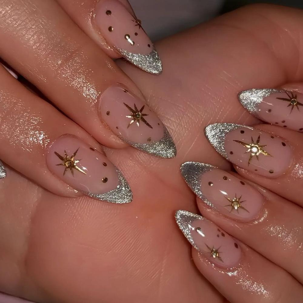 Glossy With Glitter Visual Idea — Prom Almond Nails 2027