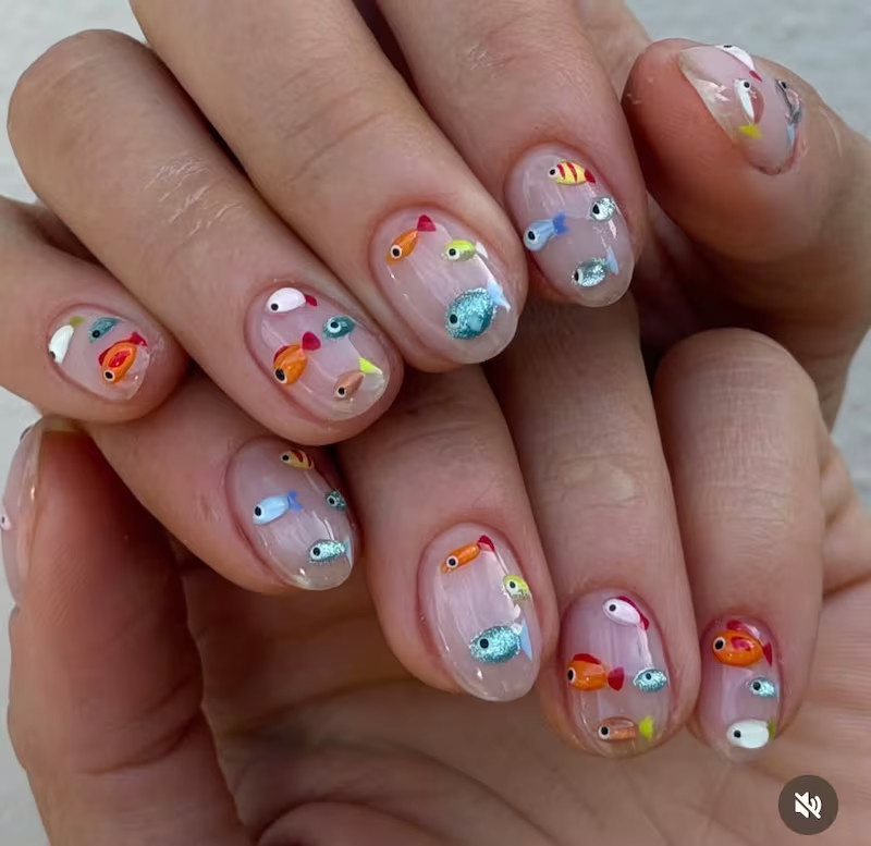 3D Fish Jelly Oval Nails 3D Fish Jelly Oval Nails — Summer Jelly Nails 2027