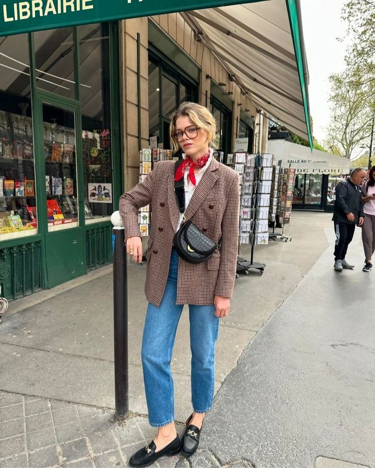 Plaid Blazer and Jeans with a Red Bandana Accent — Austin Outfits 2027